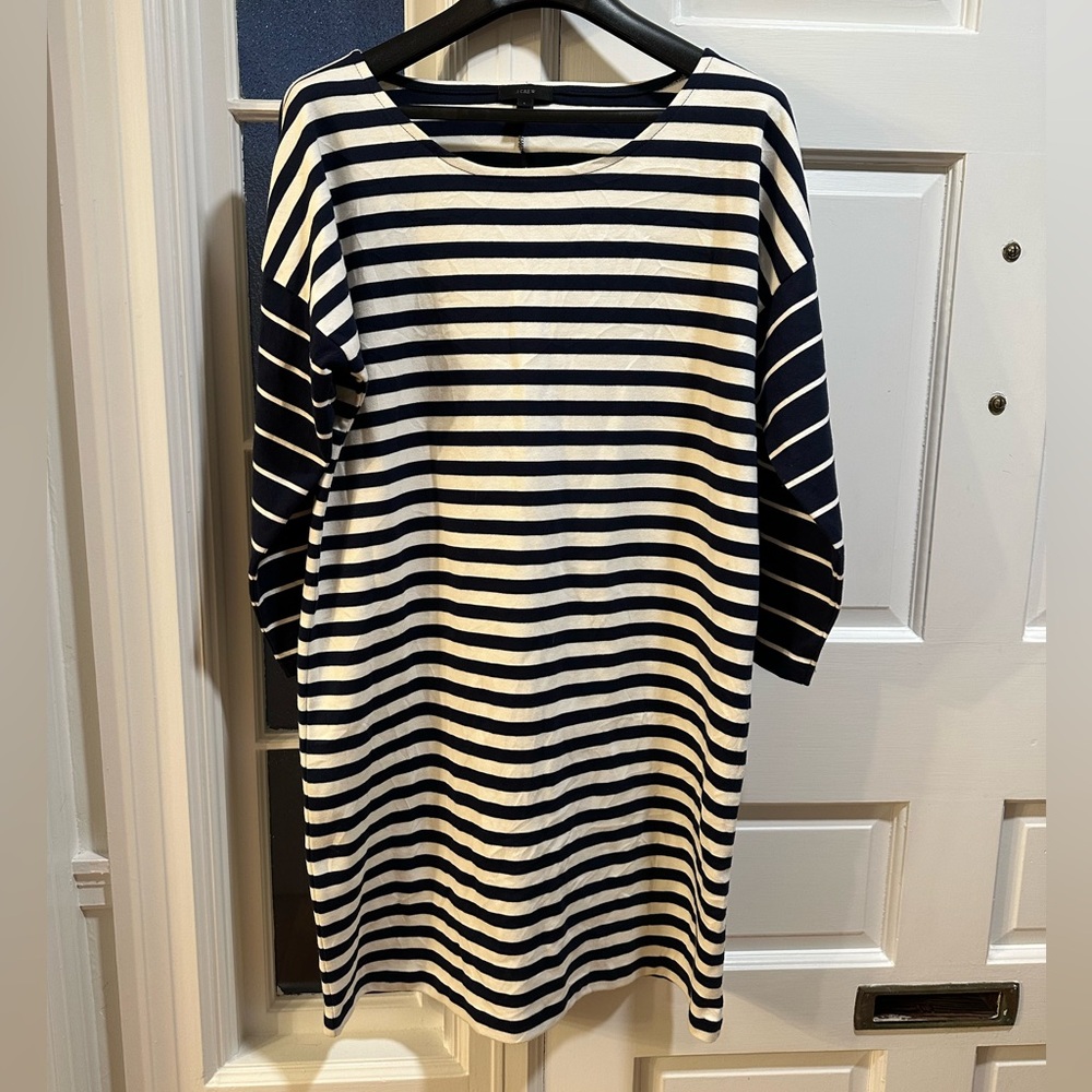 EUC | Striped Navy and White Boatneck Women’s Dress Nautical Preppy | Size L